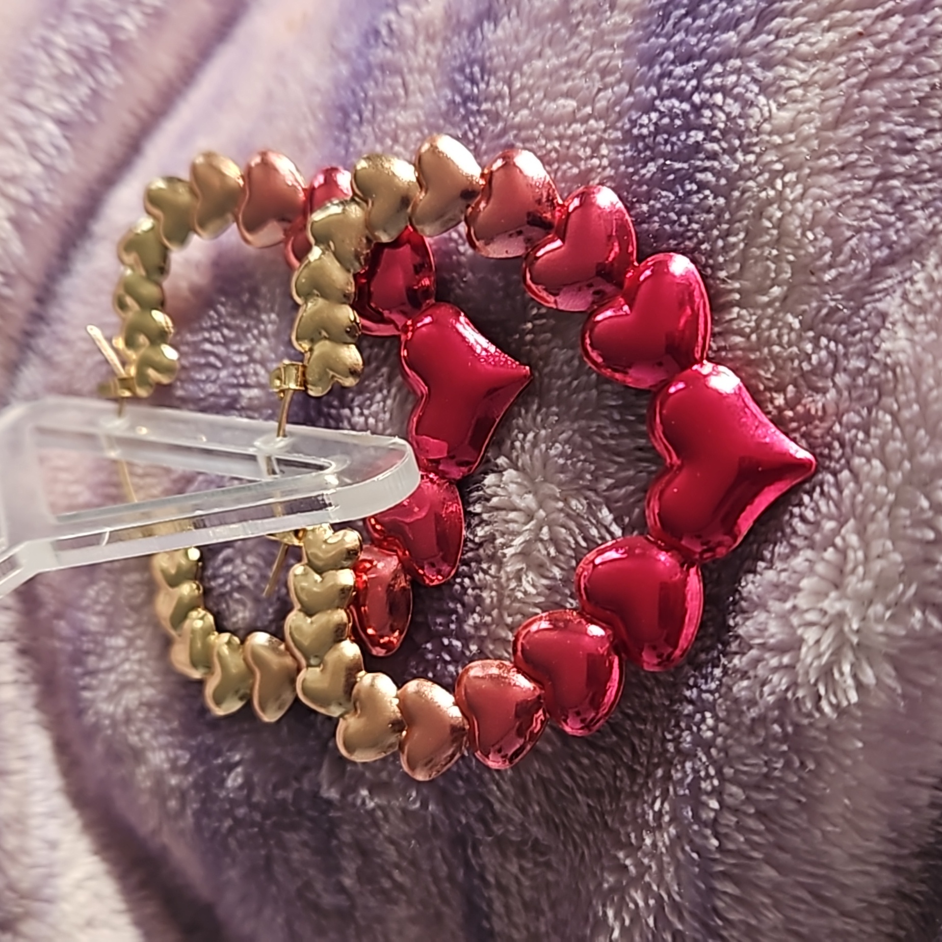 Heart Ombre Reds Hoop Earrings